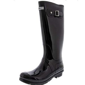 Exotic Identity Tall Rain Boots Size 8 Gloss Black